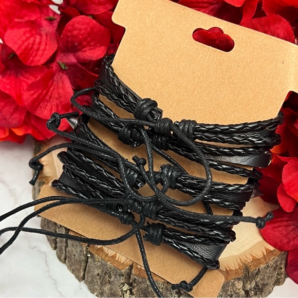 5 Pcs Set Punk Rock Infinity Skull Braided Leather Rope Bracelets - Picture 13 of 14